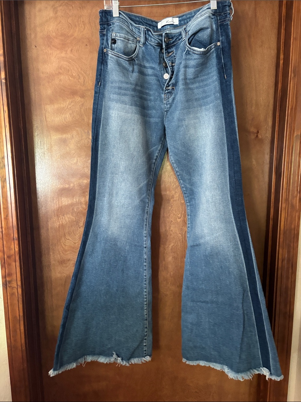 KanCan Women's Two-Tone Blue Flared Jeans